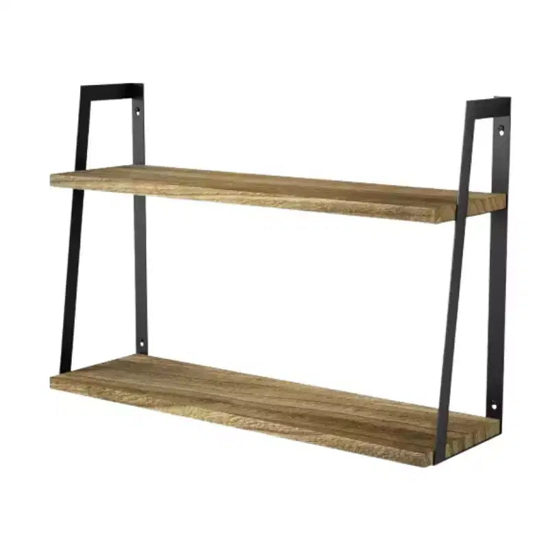 Home Collection 2-Tier Floating Wall Shelves Carbonized Black