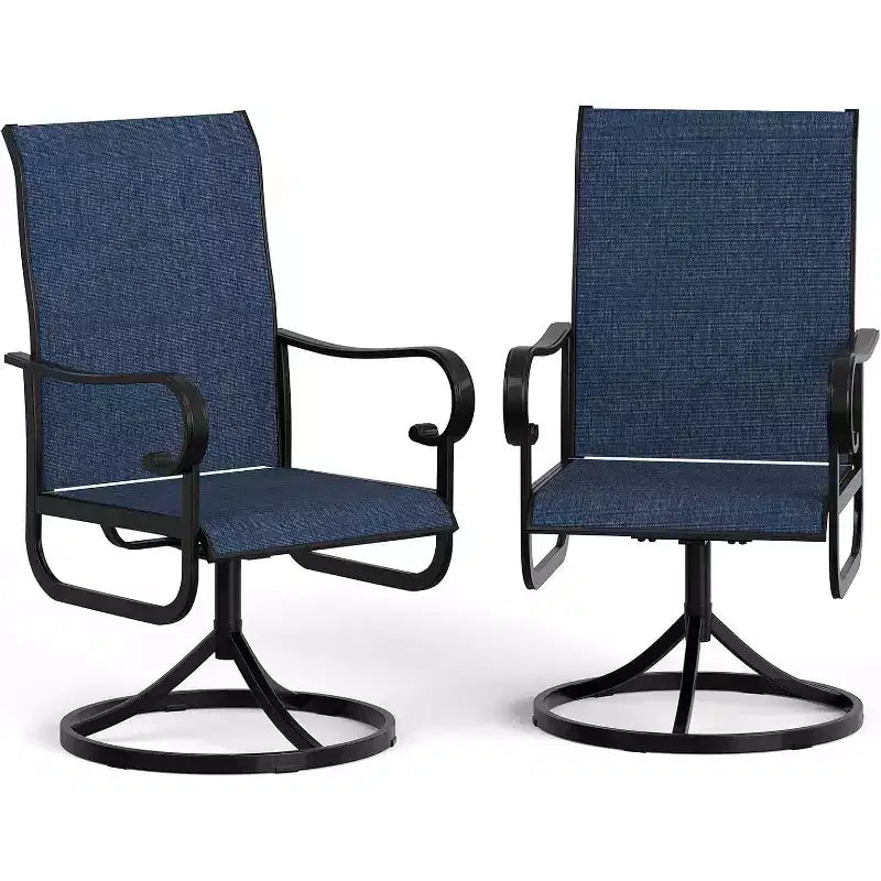 Patio 360Swivel Chairs Set of 2Outdoor Rocking Dining Chairs, Deck Rocker Seat with High Back for Backyard, Poolside, Lawn, Porch or Garden