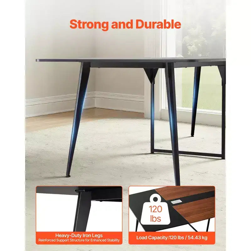 Table de conférence ovale 2,4 m pour 10 personnes – 240 x 120 cm, passe-câbles, pieds en métal, noir et marron