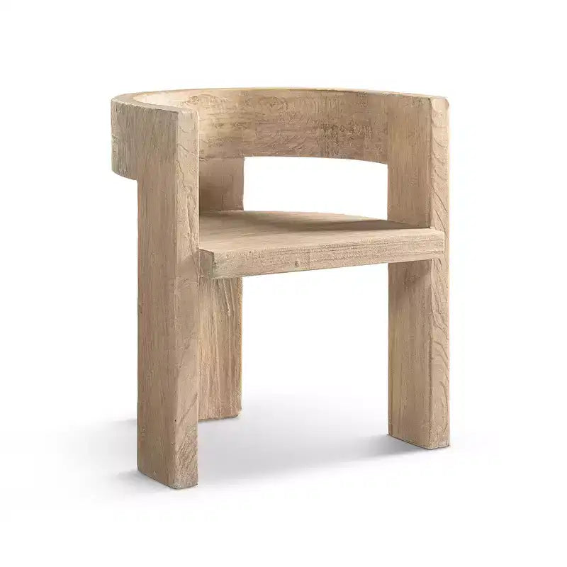 Chaise de salle à manger sculpturale – Orne l'espace, en orme massif recyclé, dossier incurvé, capacité de 136 kg, aucun assemblage requis