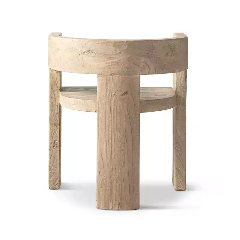 Chaise de salle à manger sculpturale – Orne l'espace, en orme massif recyclé, dossier incurvé, capacité de 136 kg, aucun assemblage requis