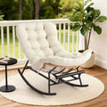 Papasan Rocking Wicker Chair with Thick Removable Cushion and Metal Frame,Lounge Sofa Chairs for Patio, Garden, Lawn, Living Room