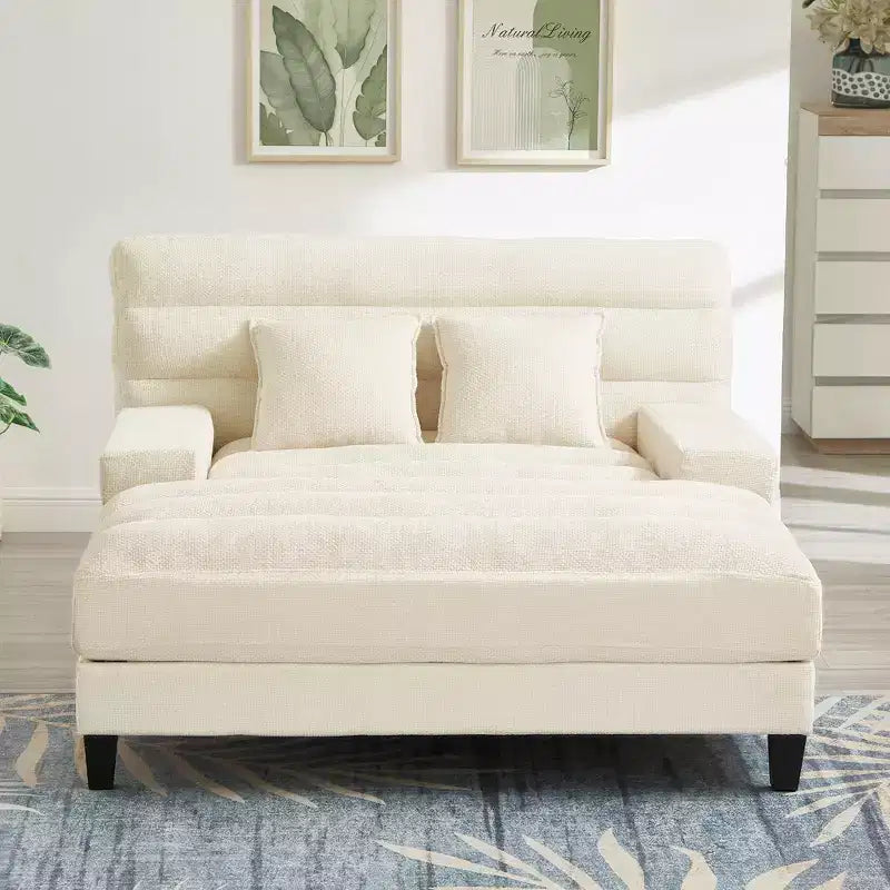 GDFStudio Jeff 57.1 Modern Chaise Lounge Sofa with Adjustable Backrest and RGB LED Lights
