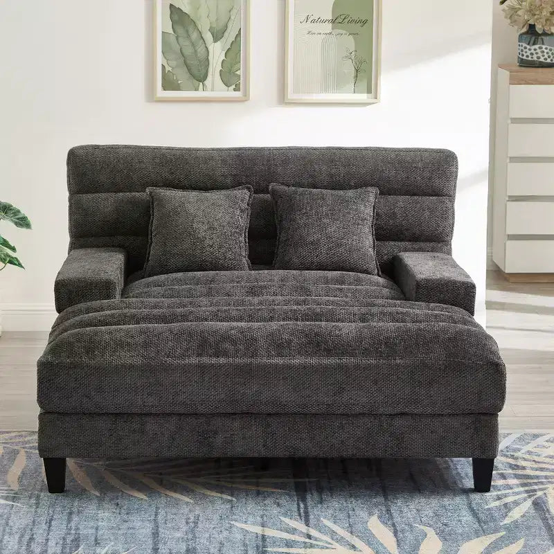 Canapé de relaxation moderne de 145 cm avec dossier 6 positions et lumières LED RGB – Capacité 300 kg, Chenille