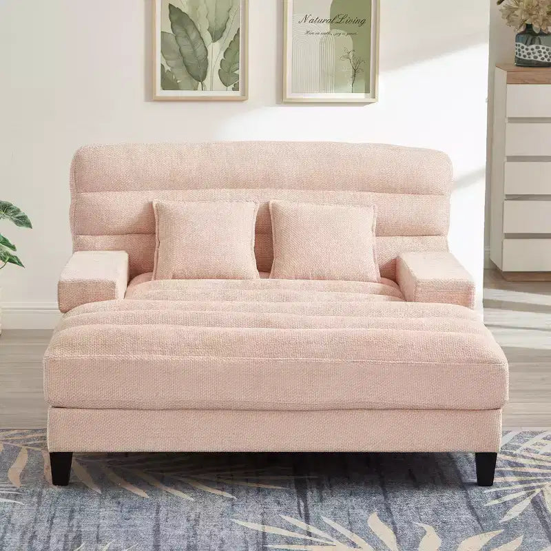 Canapé de relaxation moderne de 145 cm avec dossier 6 positions et lumières LED RGB – Capacité 300 kg, Chenille