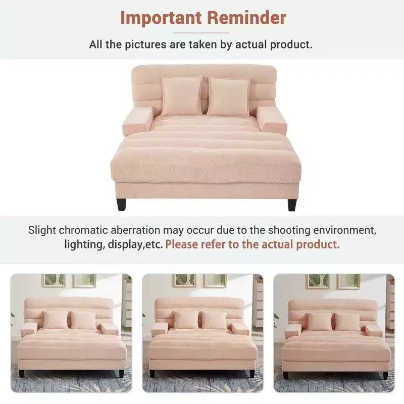 Canapé de relaxation moderne de 145 cm avec dossier 6 positions et lumières LED RGB – Capacité 300 kg, Chenille