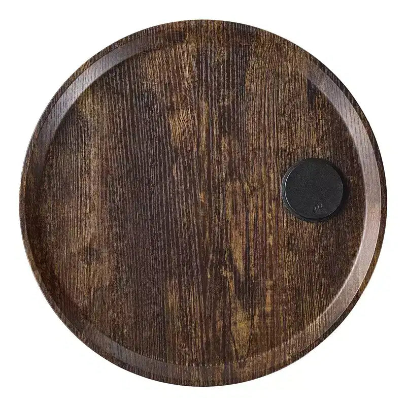 Table d'appoint ronde à 2 niveaux avec ports de chargement USB et CA – Structure métallique, capacité de 30 kg, style industriel