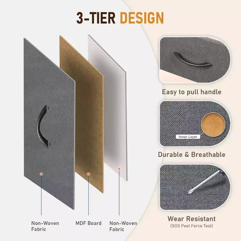 Commode de rangement en tissu à 5 tiroirs avec cadre en acier – 100 cm de large, Organisateur pour chambre et placard