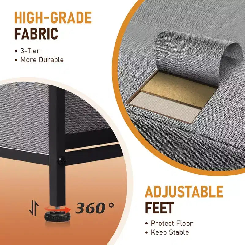 Commode de rangement en tissu à 5 tiroirs avec cadre en acier – 100 cm de large, Organisateur pour chambre et placard