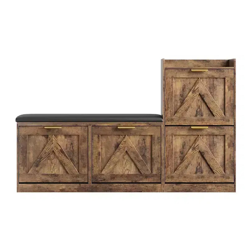 Banc à chaussures d'entrée avec 4 tiroirs basculants et siège rembourré – Peut contenir 40 paires, capacité de 154 kg