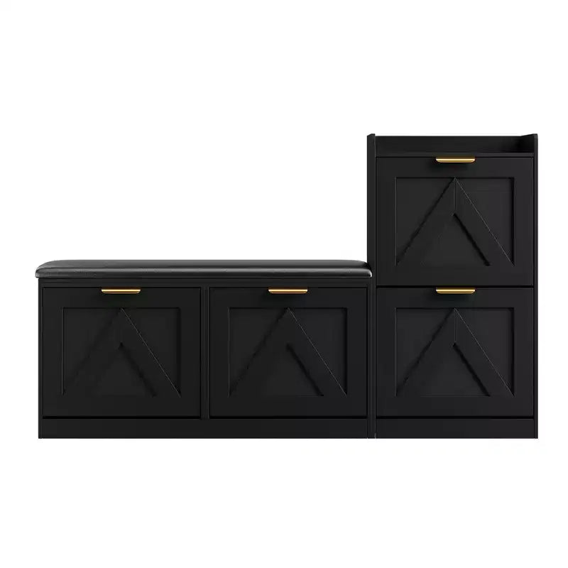 Banc à chaussures d'entrée avec 4 tiroirs basculants et siège rembourré – Peut contenir 40 paires, capacité de 154 kg