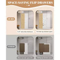 Narrow shoe cabinet  4 rotating drawers and open shelves  freestanding wooden shoe rack, suitable for entryways, hallways, and bedrooms.