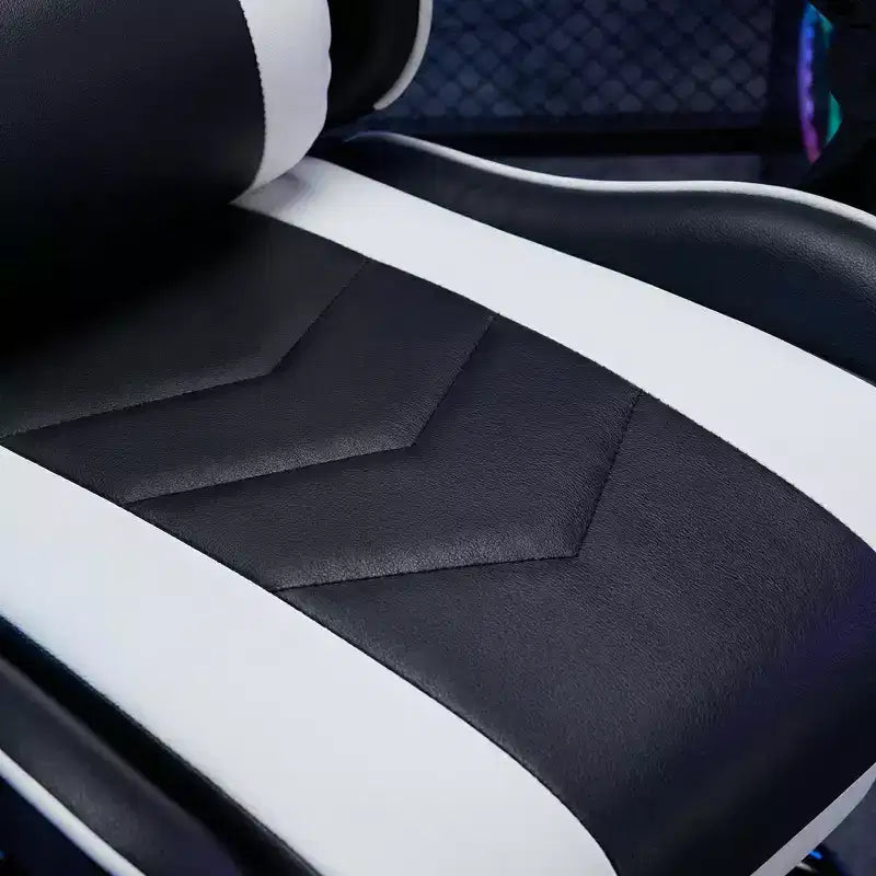 Chaise de jeu ergonomique avec repose-pieds, coussin lombaire massant, appui-tête et capacité de 150 kg