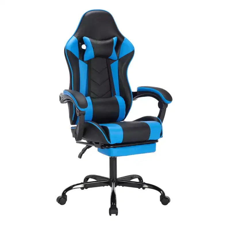 Chaise de jeu ergonomique avec repose-pieds, coussin lombaire massant, appui-tête et capacité de 150 kg