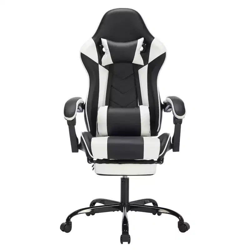 Chaise de jeu ergonomique avec repose-pieds, coussin lombaire massant, appui-tête et capacité de 150 kg