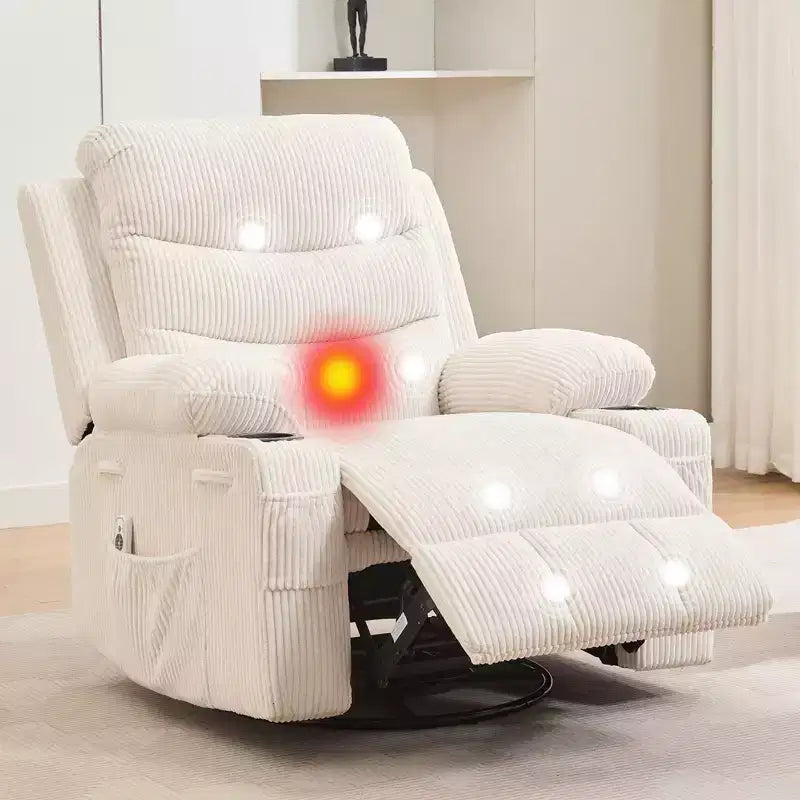 Swivel Rocker Recliner Chair with Massage and Heat