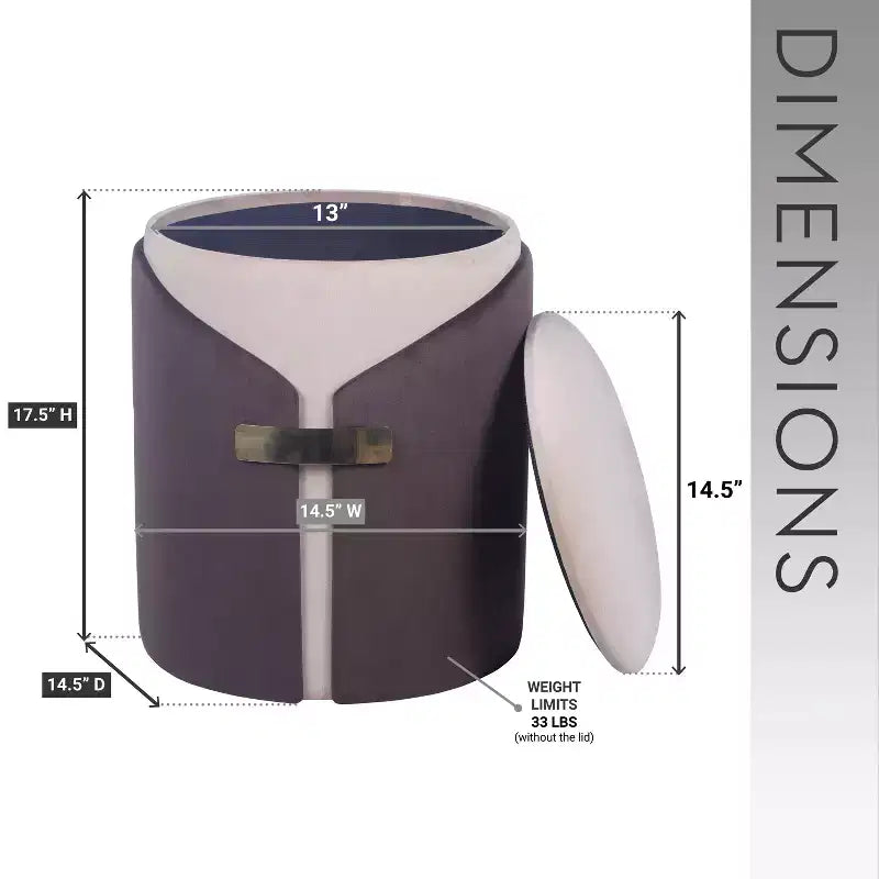 Pouf de rangement rond en velours avec compartiment caché – Style moderne, aucun assemblage requis