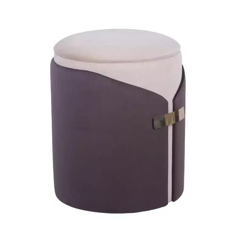 Pouf de rangement rond en velours avec compartiment caché – Style moderne, aucun assemblage requis