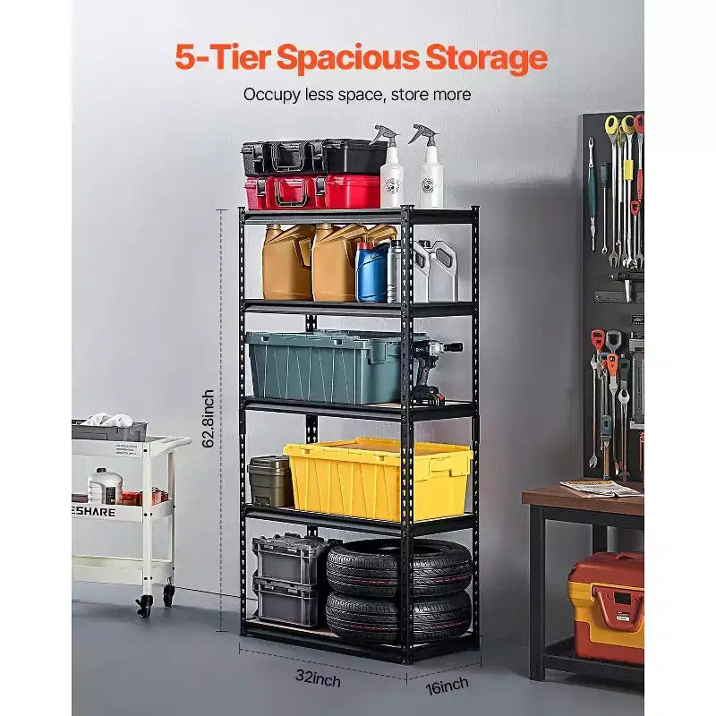 Étagère de rangement de garage en acier réglable à 5 niveaux – Capacité de 907 kg, 81 cm (l) x 41 cm (P) x 160 cm (H)