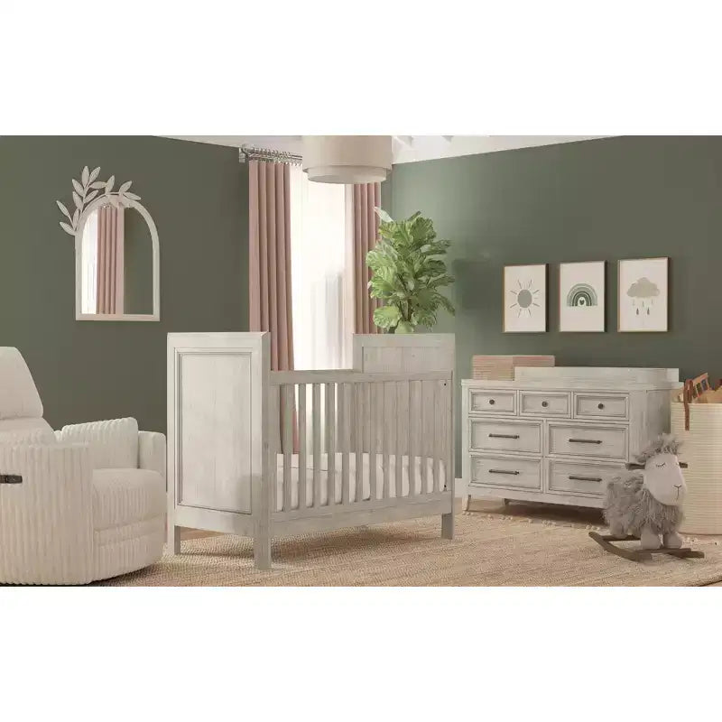 Lit bébé classique en bois massif – Fini lin lavé, certifié ASTM