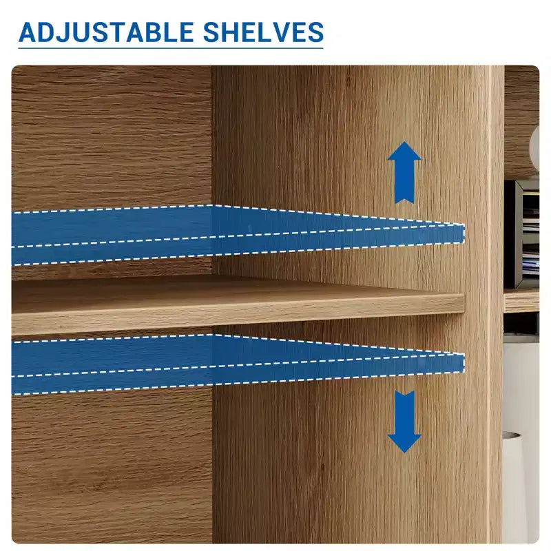 Meuble TV de 168 cm avec 2 portes en rotin et étagères réglables – Style Campagne