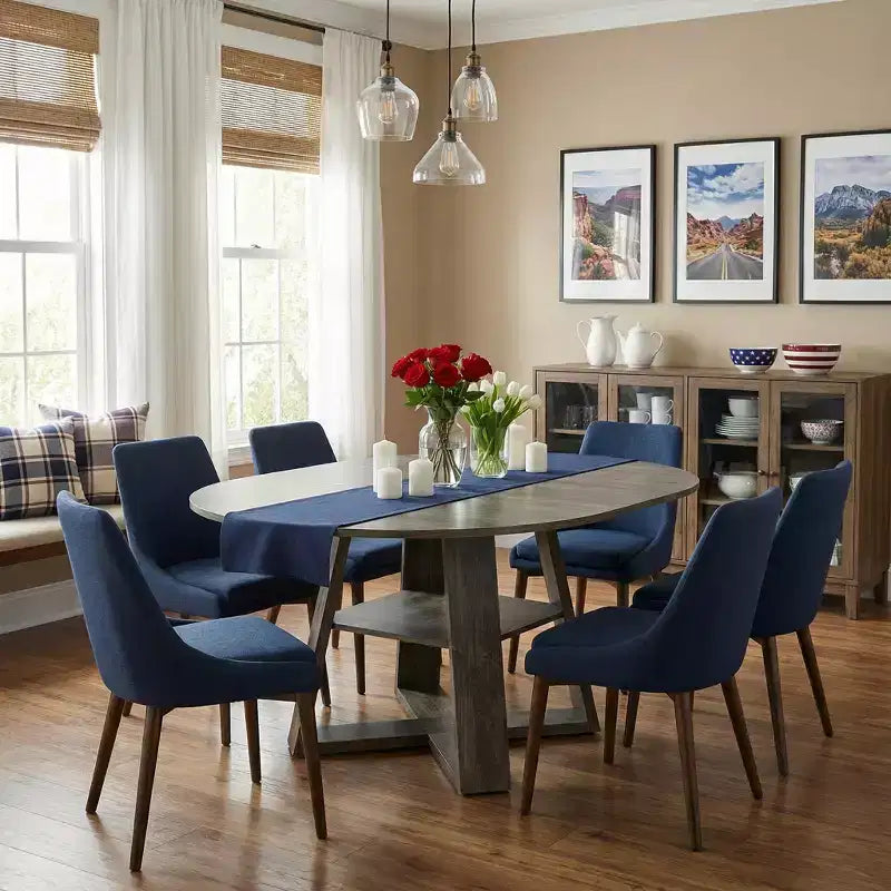 Table à manger ronde extensible pour 4 à 8 personnes avec étagère de rangement – Bois MDF de style ferme moderne