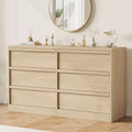 47in Wide 6-Drawer Dresser in Natural Oak  Spacious Wooden Chest for Bedroom, Nursery & Entryway