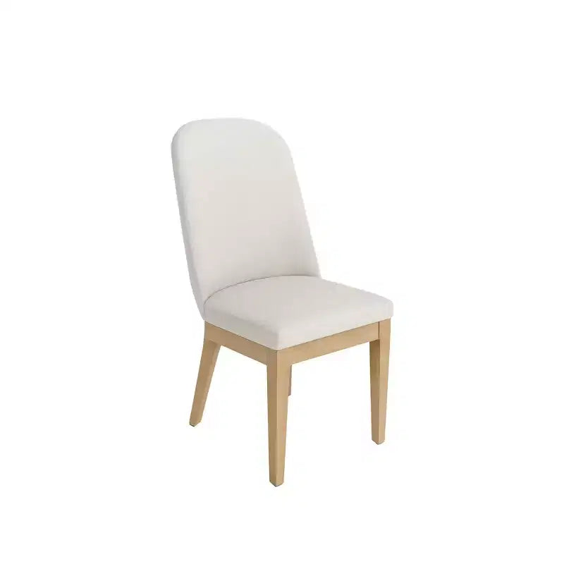 Chaises de salle à manger capitonnées en bois d'hévéa, lot de 2 – Style contemporain, dossier haut sans accoudoirs