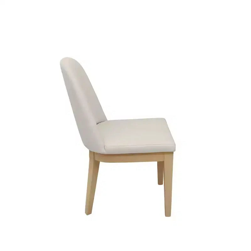 Chaises de salle à manger capitonnées en bois d'hévéa, lot de 2 – Style contemporain, dossier haut sans accoudoirs