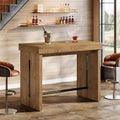 Lantine 41.3-Inch Bar Table, Counter Height Pub Table with Metal Footrest for Home Kitchen, Dining Room, Bistro, Narrow Space, Rustic Brown