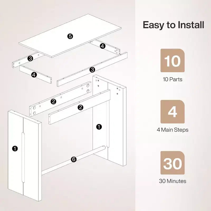 Table de bar hauteur comptoir de 41,3 pouces avec repose-pieds en métal – Table de pub marron rustique pour cuisine et salle à manger
