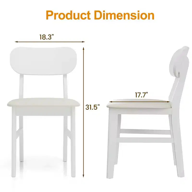 Lot de 2 chaises de salle à manger en bois d'hévéa avec assise rembourrée – Chaises modernes pour cuisine et salle à manger