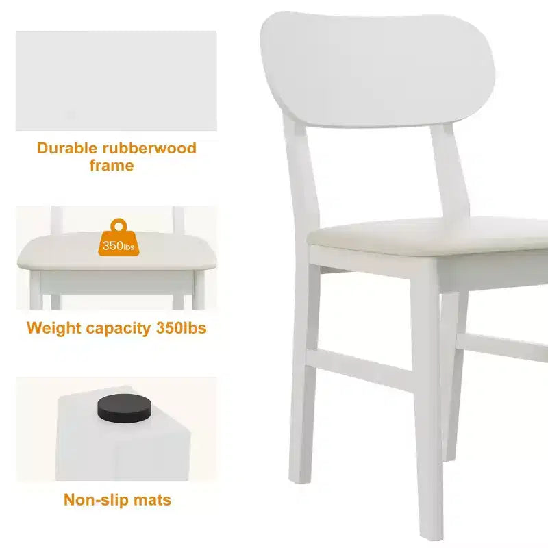 Lot de 2 chaises de salle à manger en bois d'hévéa avec assise rembourrée – Chaises modernes pour cuisine et salle à manger