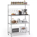 Costway 4-Tier Coffee Bar Table w/Adjustable Shelves S Hooks Hanging Net & Shelf Liner