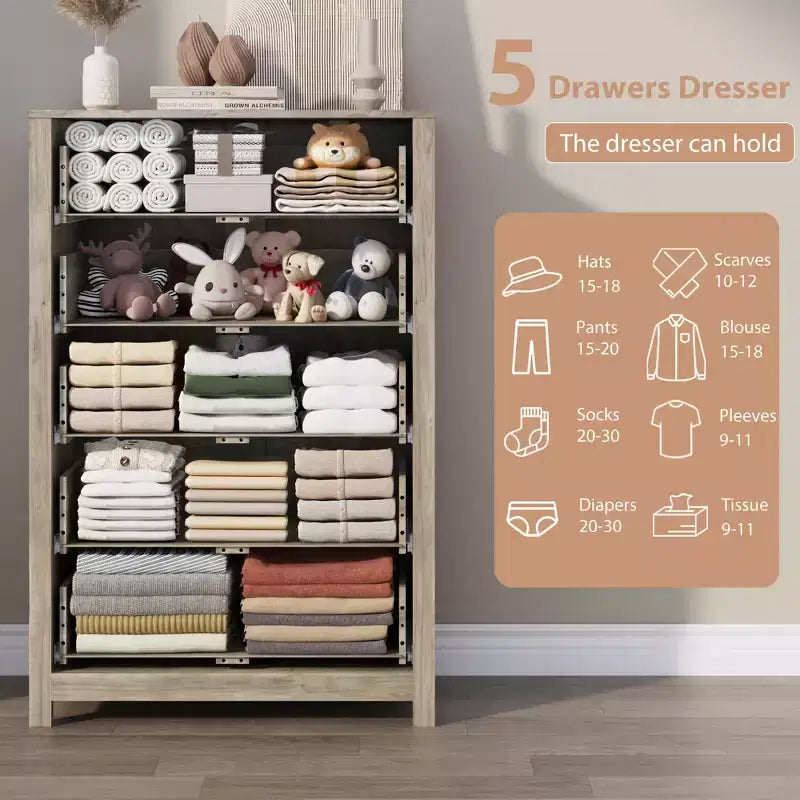 Commode - Commode de Rangement Moderne en Bois avec Tiroirs Profonds