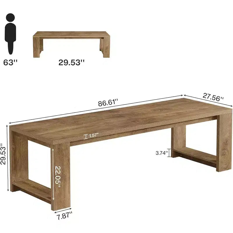 Bureau Lantine deux personnes, bureau extra long de 86,6 pouces, double table d'écriture d'ordinateur, bureaux de travail en bois pour bureau à domicile, noir