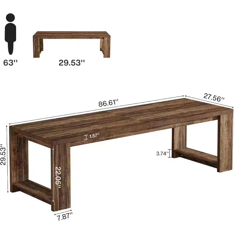 Bureau Lantine deux personnes, bureau extra long de 86,6 pouces, double table d'écriture d'ordinateur, bureaux de travail en bois pour bureau à domicile, noir