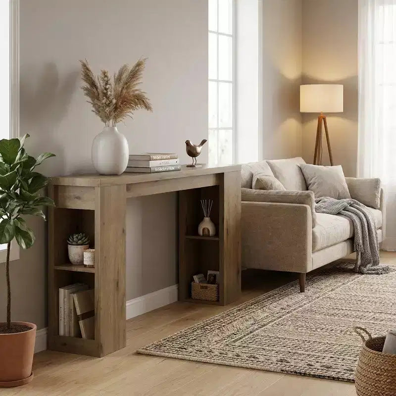 Console avec étagères de rangement – Table de canapé étroite pour entrée, couloir et salon