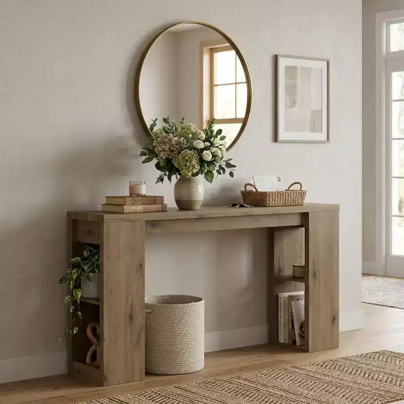 Console avec étagères de rangement – Table de canapé étroite pour entrée, couloir et salon