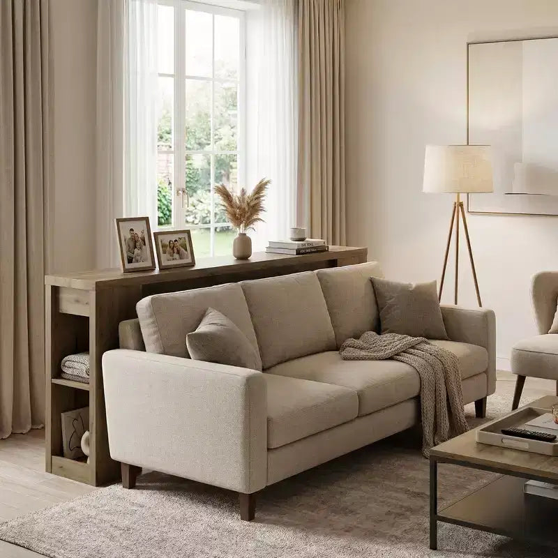 Console avec étagères de rangement – Table de canapé étroite pour entrée, couloir et salon