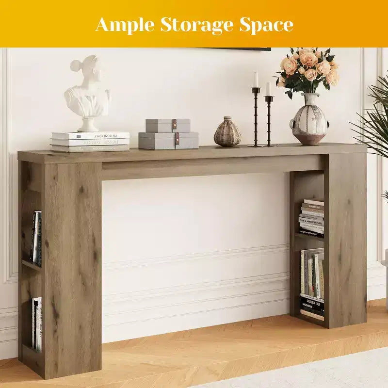 Console avec étagères de rangement – Table de canapé étroite pour entrée, couloir et salon