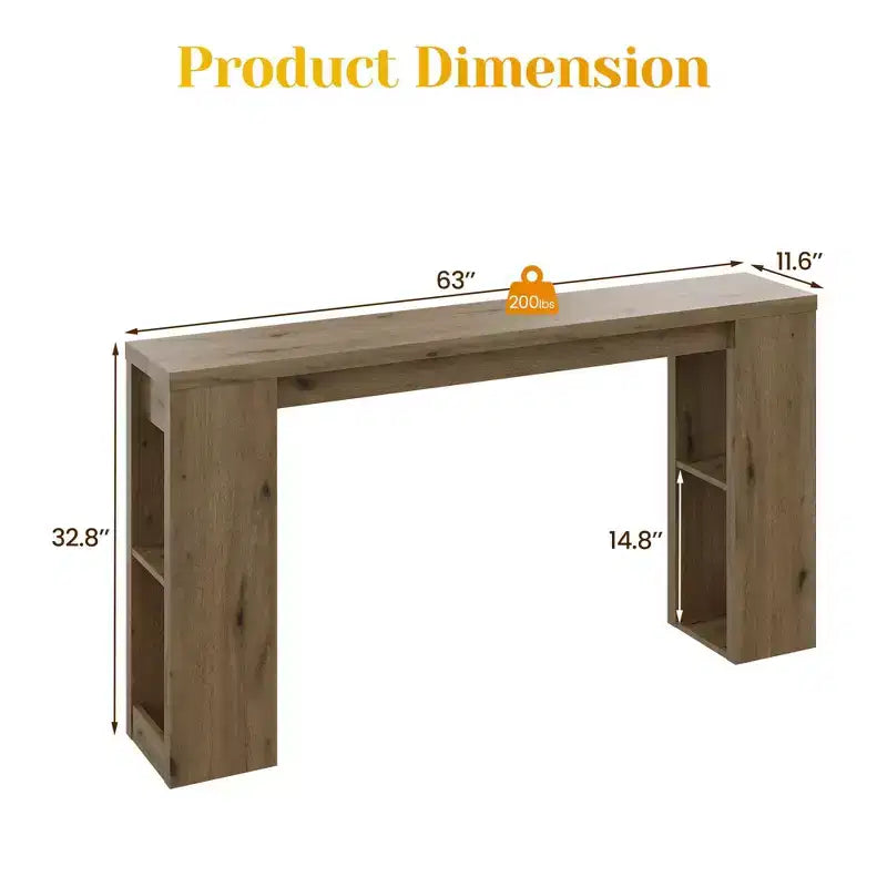 Console avec étagères de rangement – Table de canapé étroite pour entrée, couloir et salon