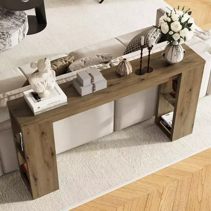 Console avec étagères de rangement – Table de canapé étroite pour entrée, couloir et salon