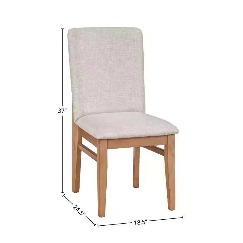 Chaises d'appoint en bois naturel, lot de 2 – Chaises de salle à manger sans accoudoirs rembourrées avec pieds coniques