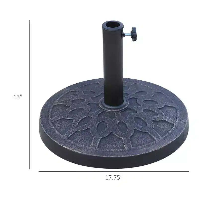 Pied de parasol rond en résine de 45 cm, support de parasol de marché de 12 kg avec motif décoratif, montage facile