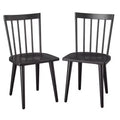 Lifestorey Set of 2 Aspen Farmhouse Solid Wood Windsor Stationary Dining Chair Matte Black