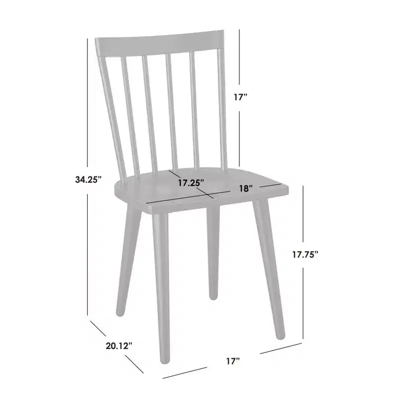 Lot de 2 chaises de salle à manger Windsor de style rustique – Bois d'hévéa massif, noir mat, capacité de 102 kg