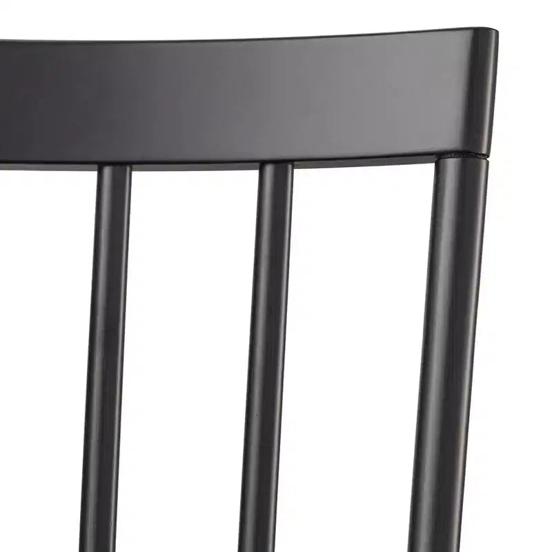 Lot de 2 chaises de salle à manger Windsor de style rustique – Bois d'hévéa massif, noir mat, capacité de 102 kg